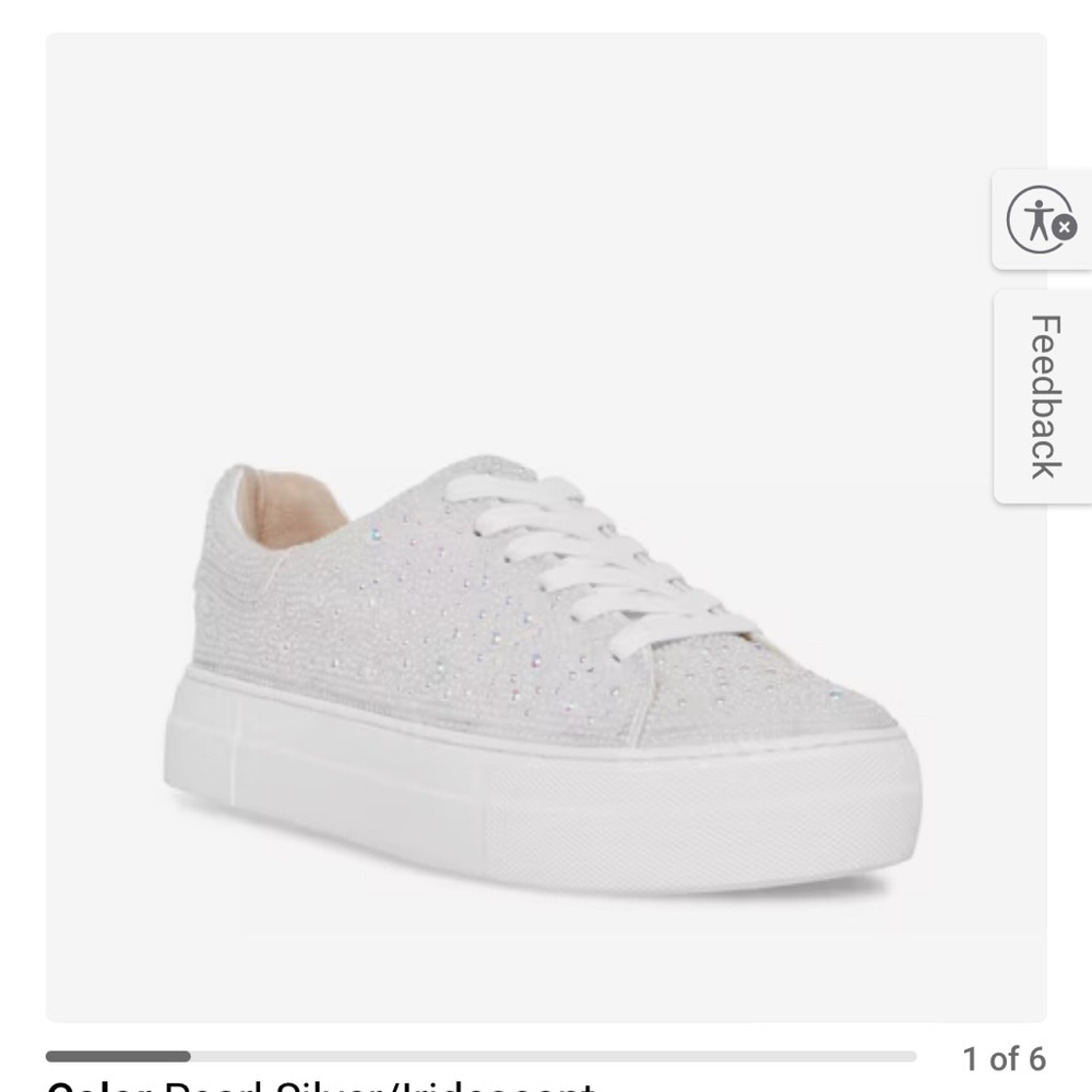 Betsey Johnson White and Silver Sneakers with Platform Sole